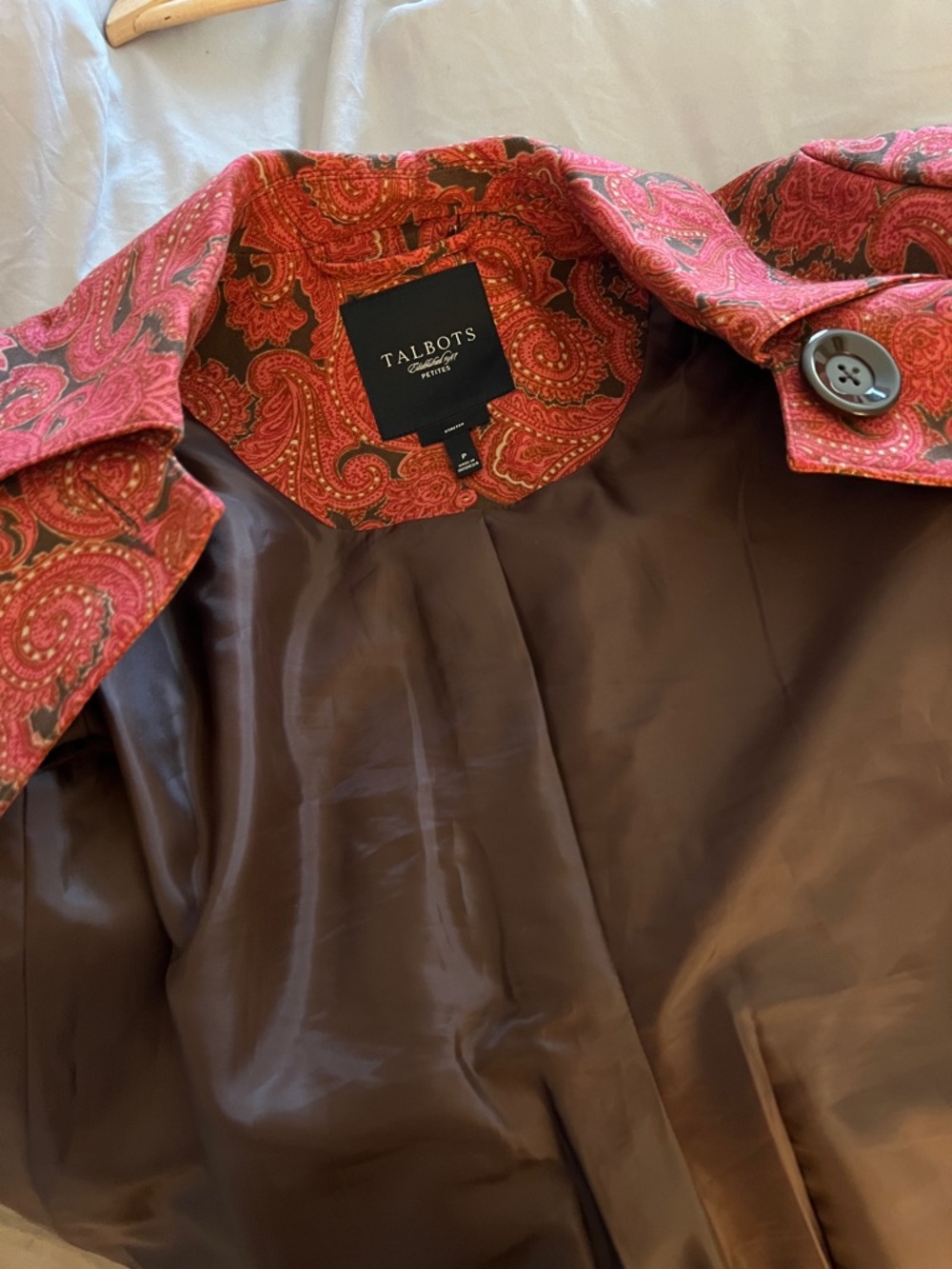 Talbots Red Paisley-Print Peacoat - Picture 10 of 12